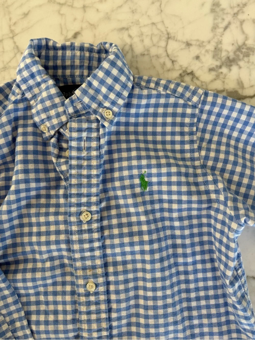 Boys Ralph Lauren Blue & White Gingham Button-Down size 4